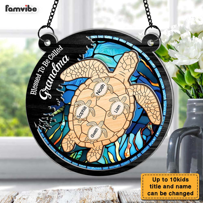 Personalized Sea Turtle Blessed To Be Called Acrylic Suncatcher Ornament 34595 1