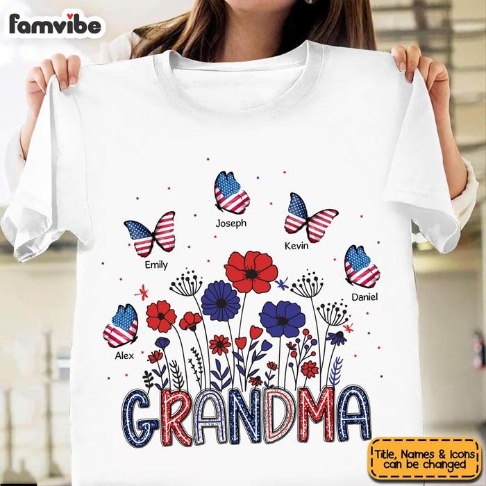 Personalized Gift for Grandma USA flag butterfly Shirt - Hoodie - Sweatshirt 34030 1