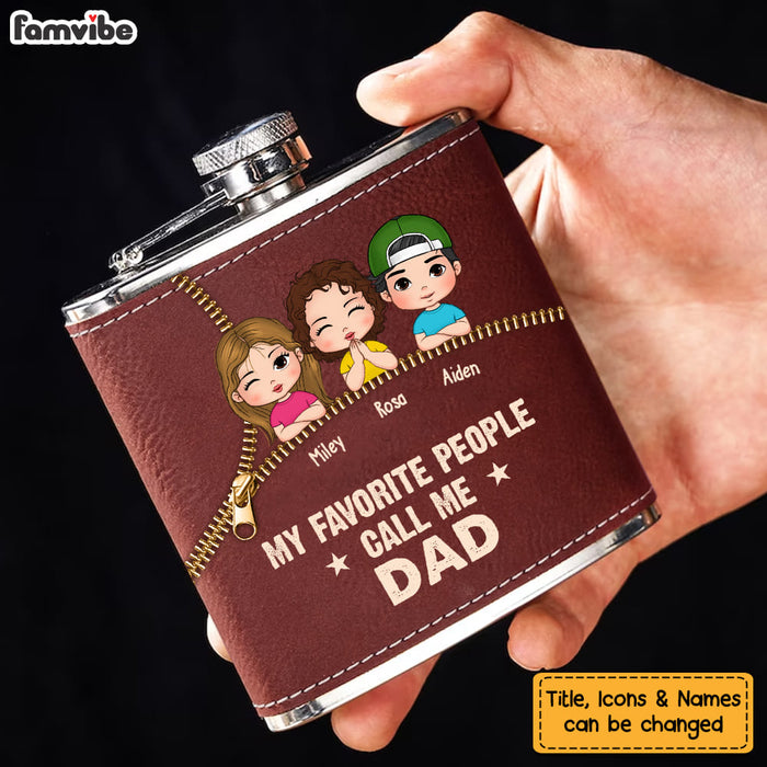 Personalized Gift For Grandpa My Favorite People Call Me Leather Hip Flask 32246 1