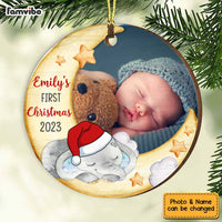 Personalized Elephant Baby Christmas Custom Photo Circle Ornament OB37 58O34 thumb 1