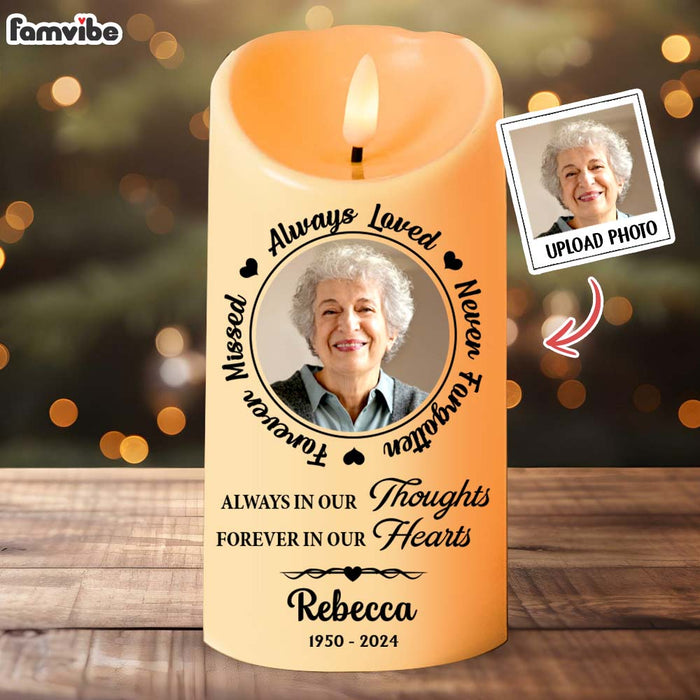 Personalized Gift For Family Members Custom Photo Always In Our Thoughts LED Candle 36225 1