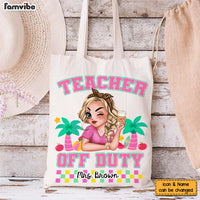 Personalized Teacher Off Duty Pretty Girl Summer Tote Bag 34052 thumb 1