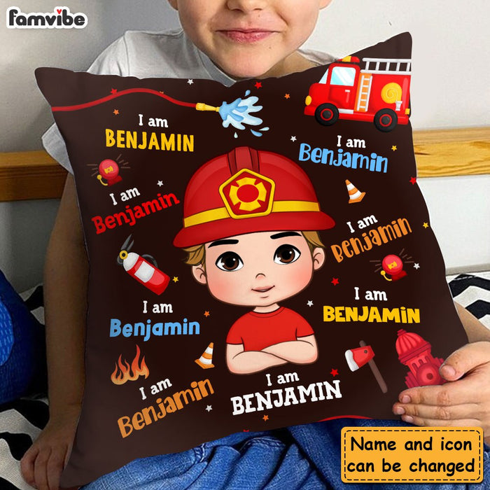 Personalized Gift For Grandson Firefighter Custom Name Pillow 30876 1