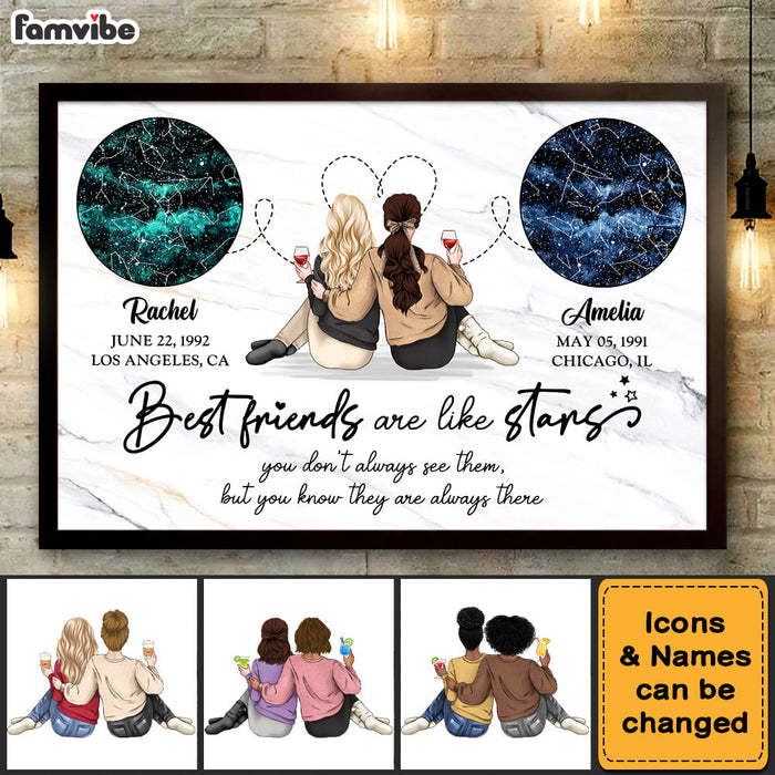 Personalized Best Friends Gifts Best Friend Are Like Stars Bestie Birthday Gift Poster 37379 1