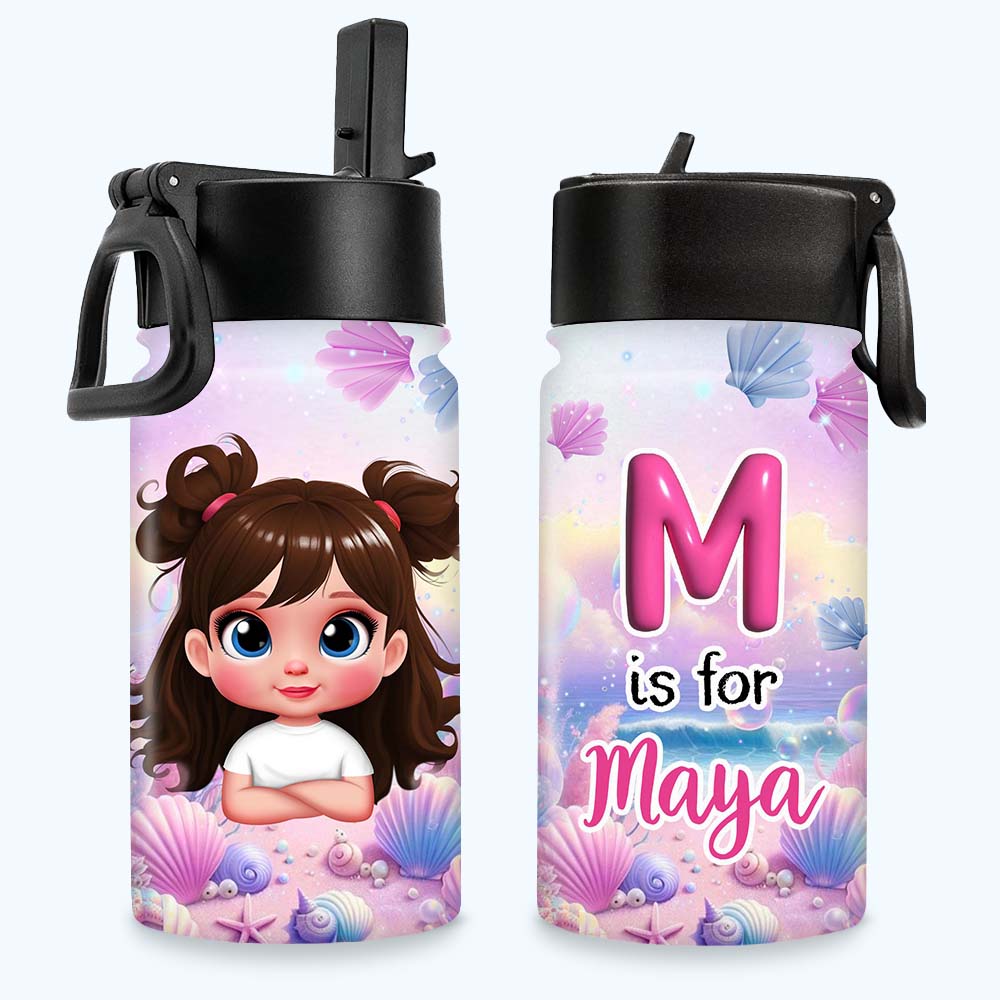 Personalized Gift For Granddaughter Name Initial Kids Water Bottle 32833 Primary Mockup