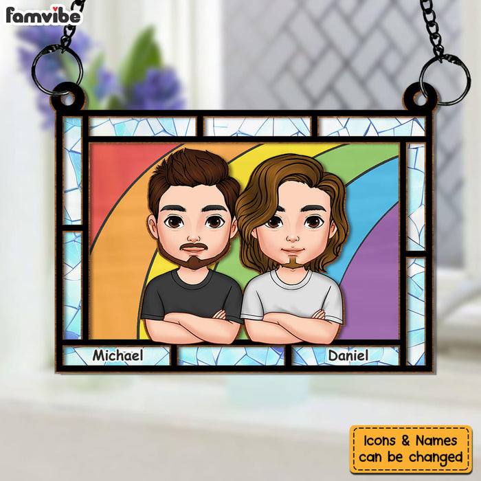 Personalized Love Is Love Rainbow Window Acrylic Mix Wood Suncatcher Ornament 34109 1