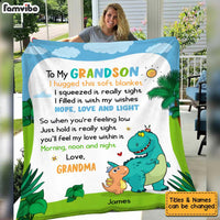 Personalized Dinosaur Grandson Granddaughter Blanket MR312 85O34 thumb 1