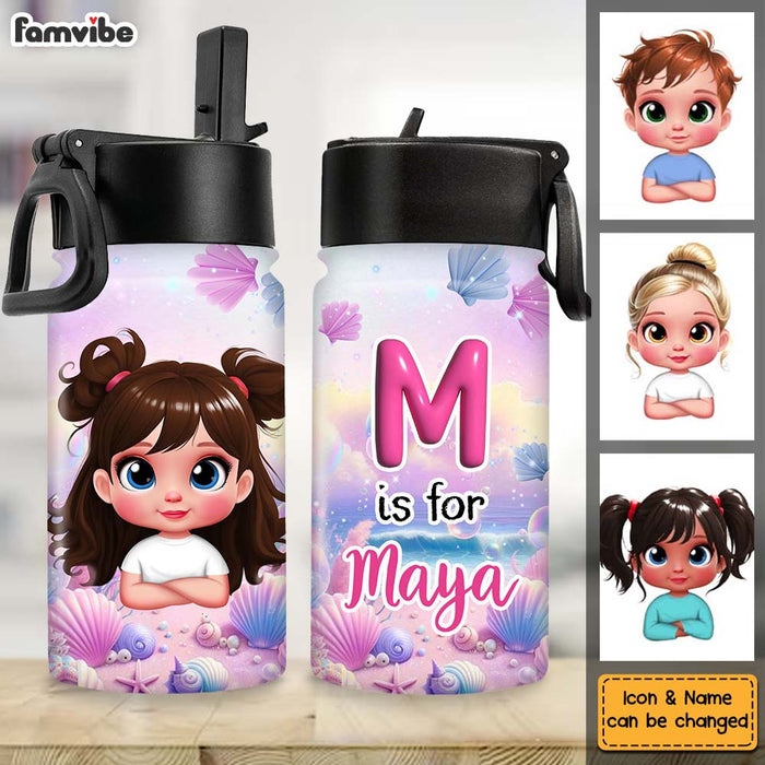 Personalized Gift For Granddaughter Name Initial Kids Water Bottle 32833 1