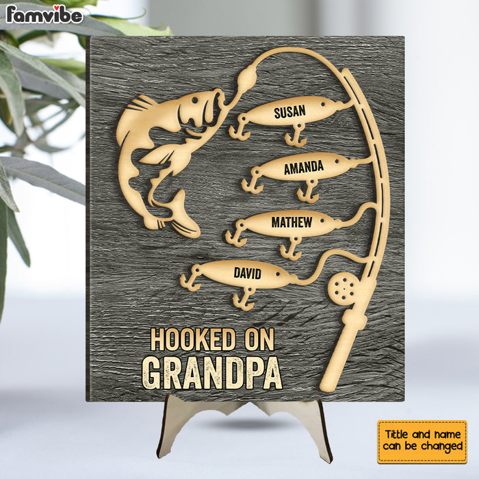 Personalized Gift For Dad Grandpa Hooked On 2 Layered Wooden Plaque 33149 1