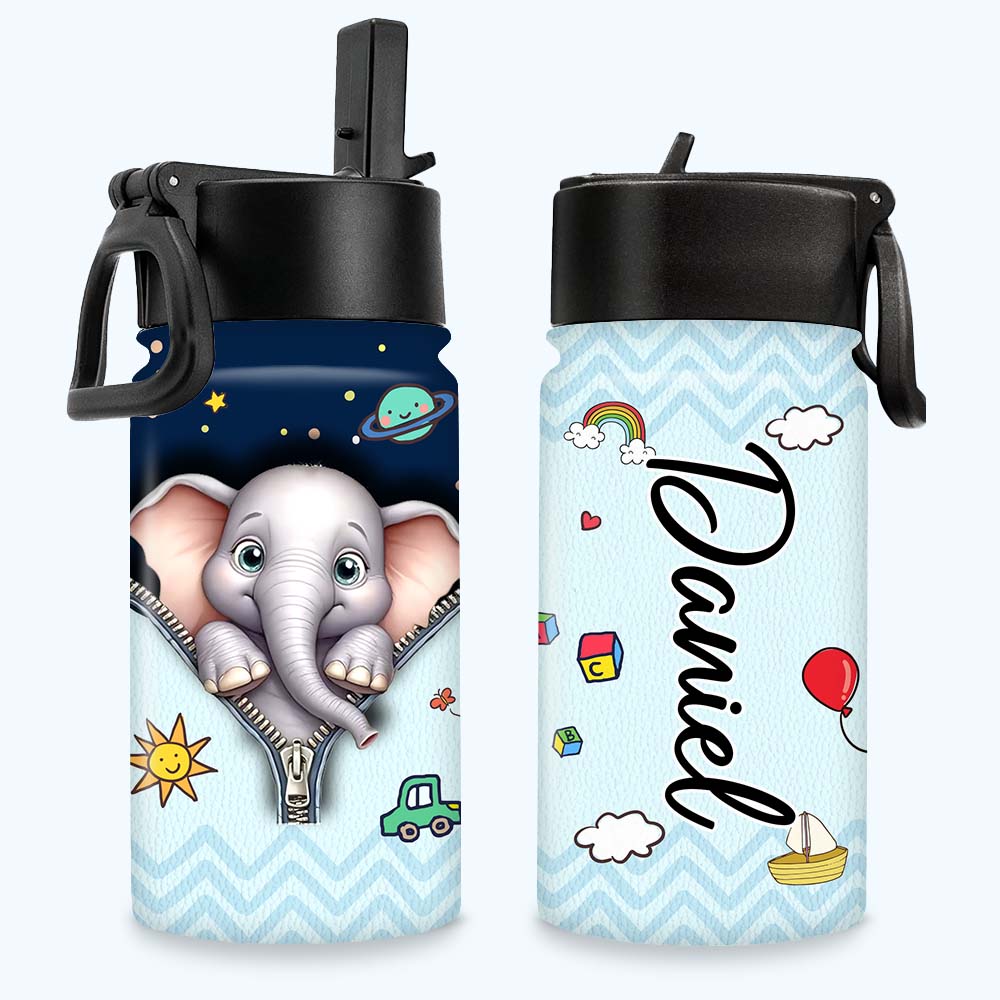 Personalized Gift For Grandson Animal Name Kids Water Bottle 32628 Primary Mockup