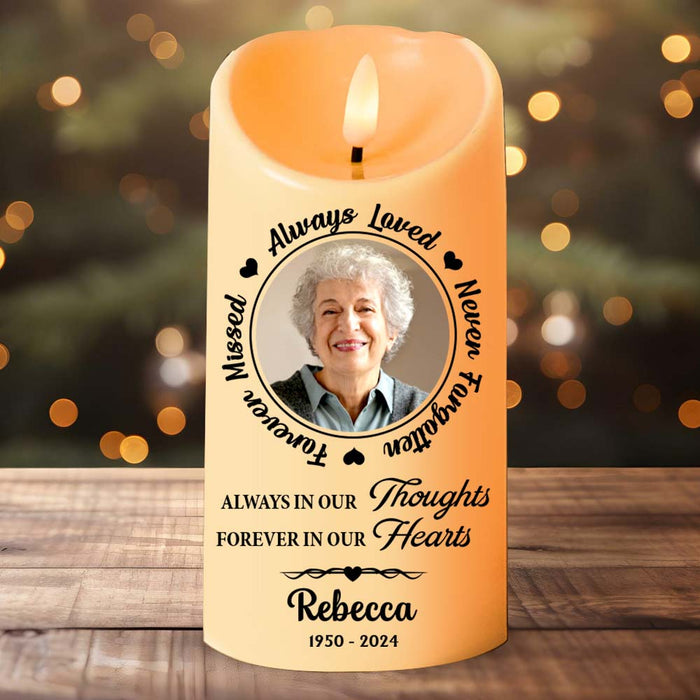 Personalized Gift For Family Members Custom Photo Always In Our Thoughts LED Candle 36225 1