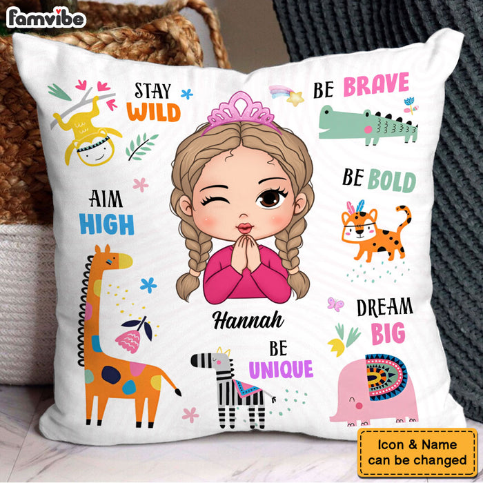 Personalized Affirmations Gift For Granddaughter Stay Wild Safari Animals Pillow 31750 1