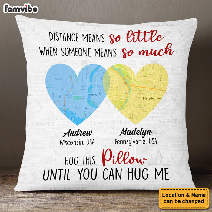 Personalized Custom Map Heart Shaped Long Distance Pillow 36688 1