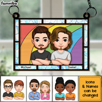 Personalized Love Is Love Rainbow Window Acrylic Mix Wood Suncatcher Ornament 34109 thumb 1