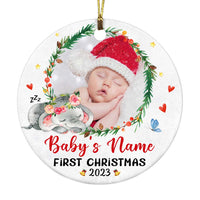 Personalized Baby Elephant First Christmas Circle Ornament NB161 95O57 thumb 1