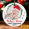 Personalized Baby Elephant First Christmas Circle Ornament NB161 95O57 1