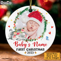 Personalized Baby Elephant First Christmas Circle Ornament NB161 95O57 thumb 1