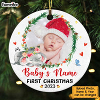 Personalized Baby Elephant First Christmas Circle Ornament NB161 95O57 thumb 1
