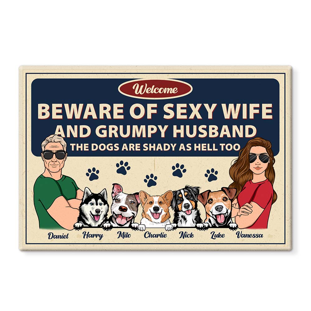 Personalized Beware Of Dog Mom Doormat 25349