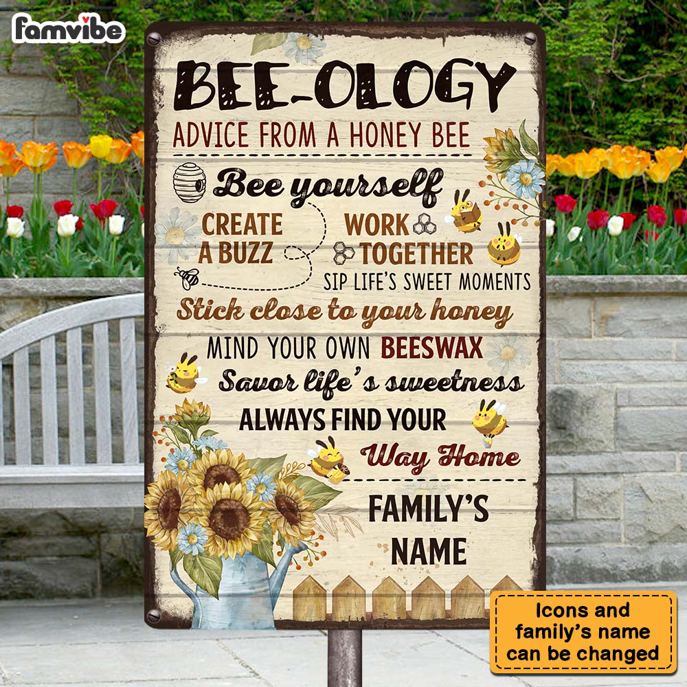 Personalized Gift For Family Bee-ology Metal Sign 26281