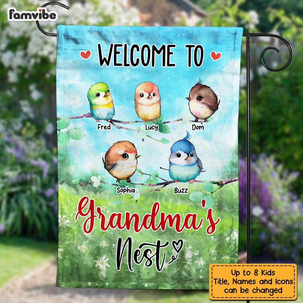Personalize Welcome To Grandma's Nest Flag 25564