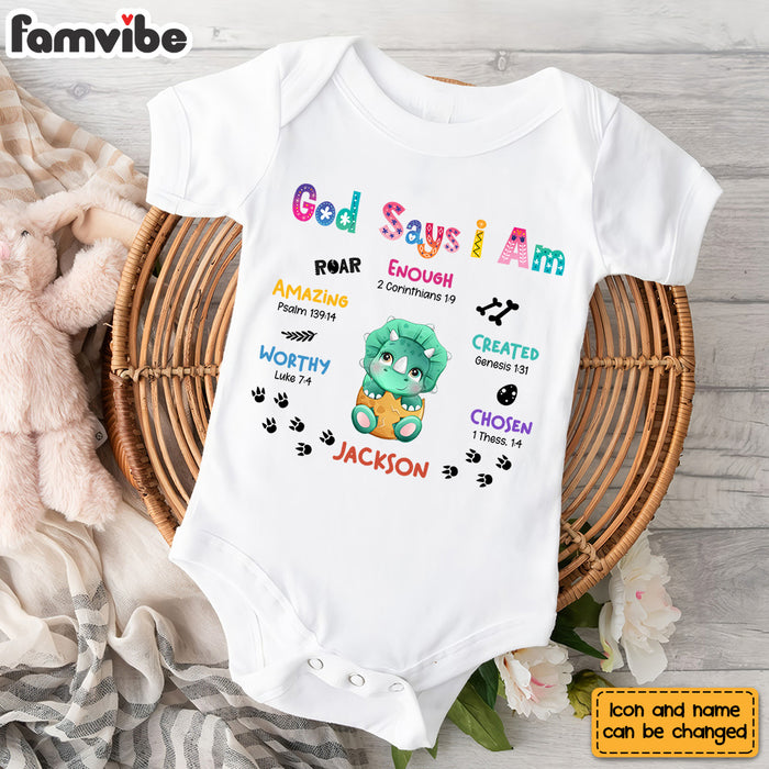 Personalized Newborn Baby Gift God Says I Am Dinosaur Baby Onesie 27583 1