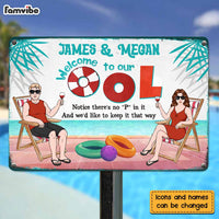 Personalized Family Welcome To Our Pool Metal Sign 26077 thumb 1