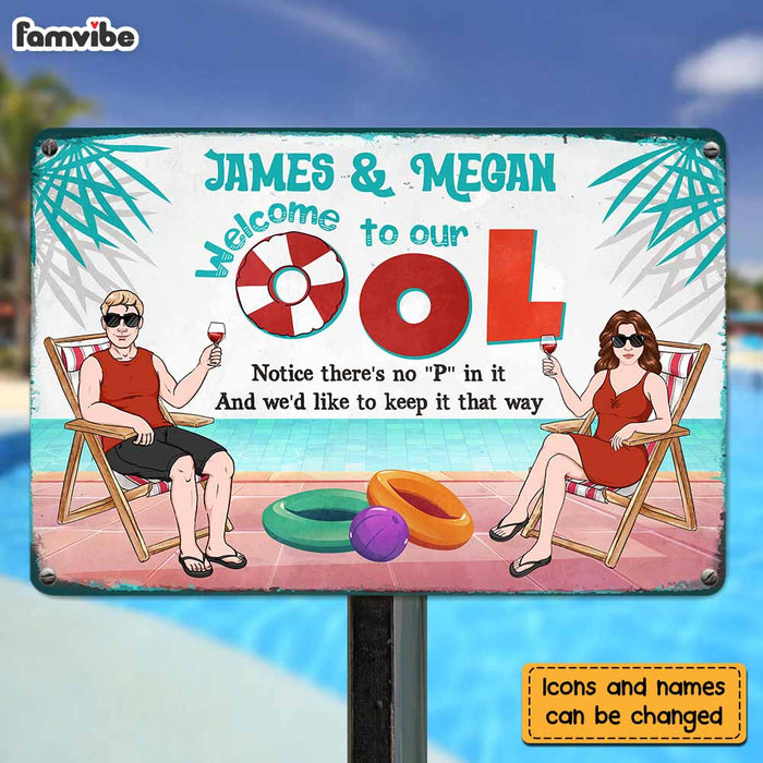 Personalized Family Welcome To Our Pool Metal Sign 26077 1