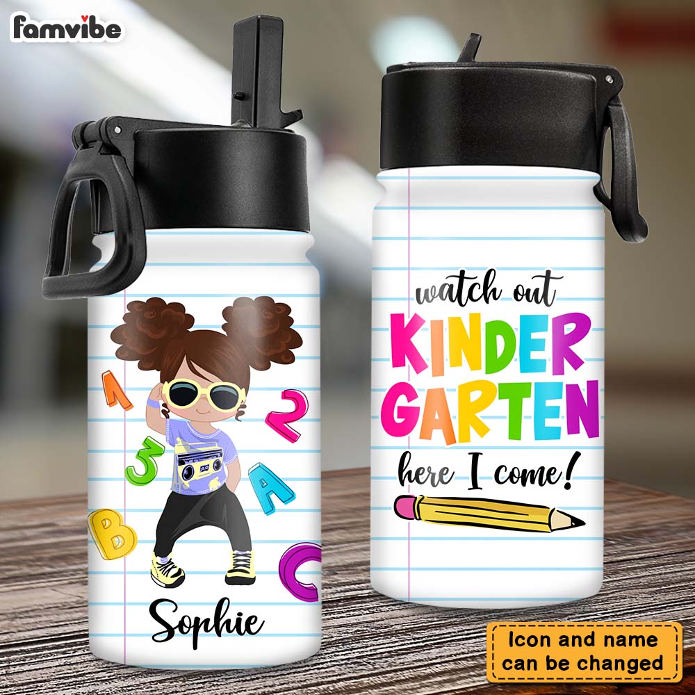 Personalized Gift For Granddaughter Back To School Kids Water Bottle With Straw Lid 27025