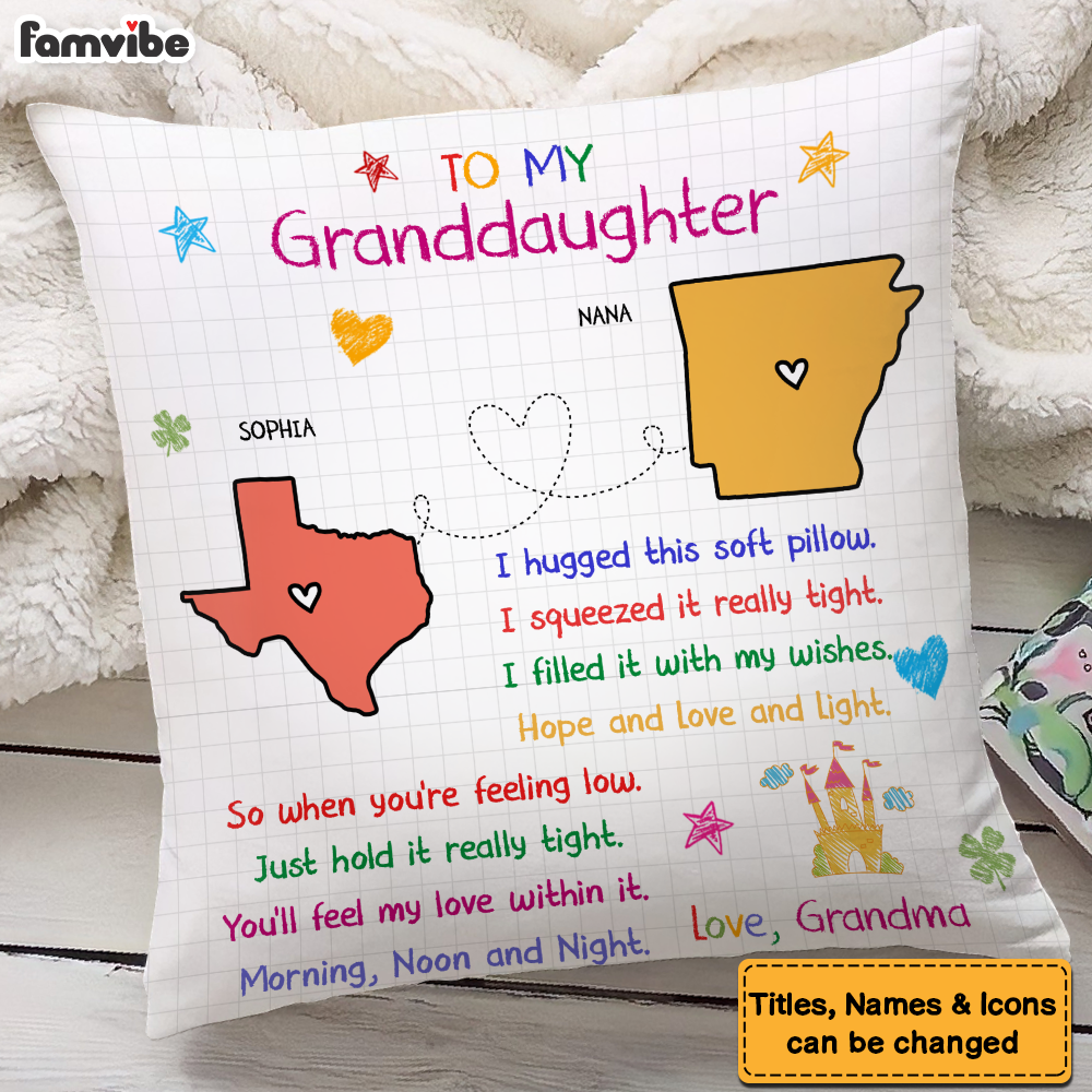 Personalized Gift For Granddaughter Long Distance I Hugged This Pillow 27216