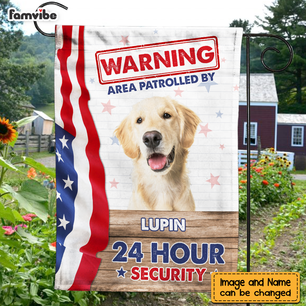 Personalized Gift For Dog Lovers 4th Of July Decoration Area Patrolled By Photo Flag 26536