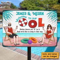 Personalized Family Welcome To Our Pool Metal Sign 26077 thumb 1