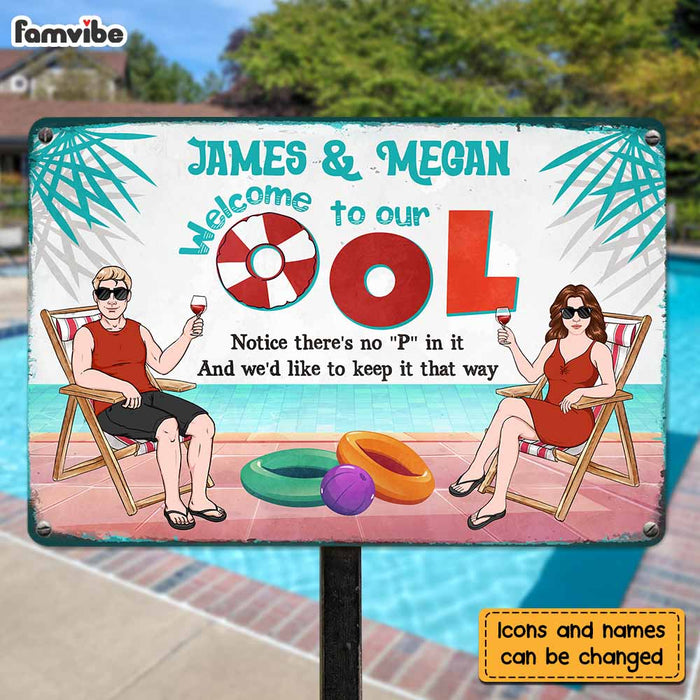 Personalized Family Welcome To Our Pool Metal Sign 26077 1