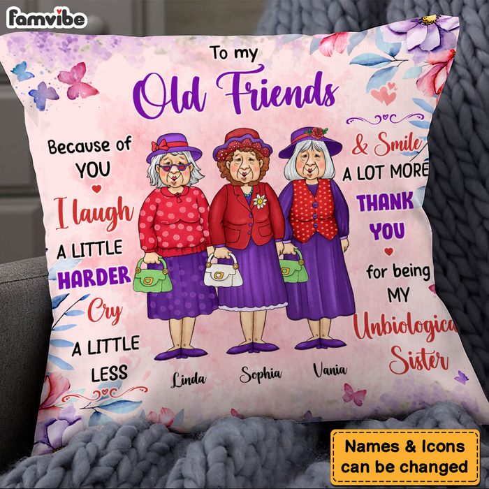 Personalized Gift For Old Friend Thank You For Being My Unbiological Sister Pillow 26450 1