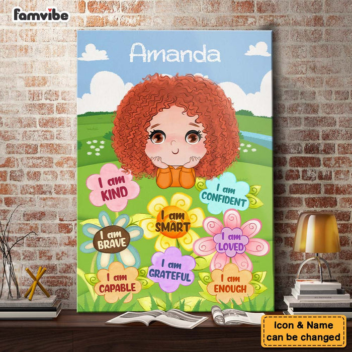 Personalized Gift For Granddaughter 'I Am Kind' Flower Canvas 28196 1