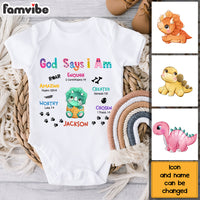 Personalized Newborn Baby Gift God Says I Am Dinosaur Baby Onesie 27583 thumb 1
