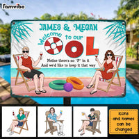 Personalized Family Welcome To Our Pool Metal Sign 26077 thumb 1