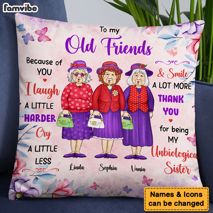 Personalized Gift For Old Friend Thank You For Being My Unbiological Sister Pillow 26450 1