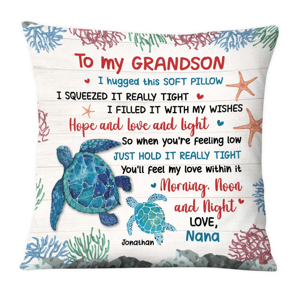 Personalized Gift For Grandson Hug This Turtle Pillow 29726