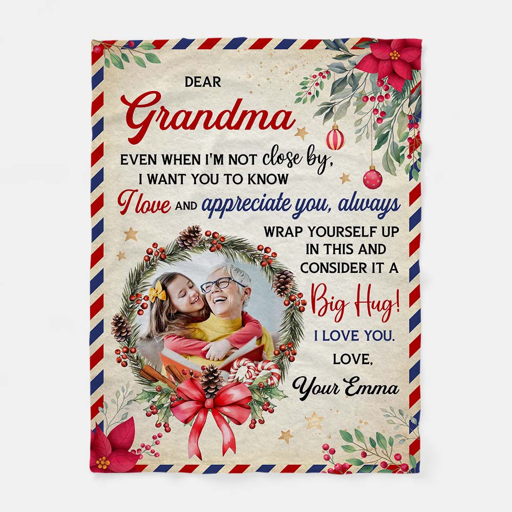 Personalized Christmas Gift My Grandma Photo Letter Blanket 29942