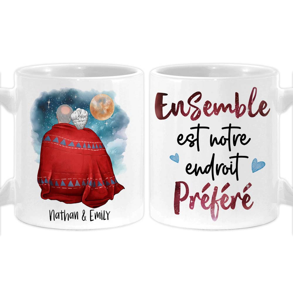 Personalized French Couples Gift Ensemble Est Notre Endroit Préféré Mug 30807