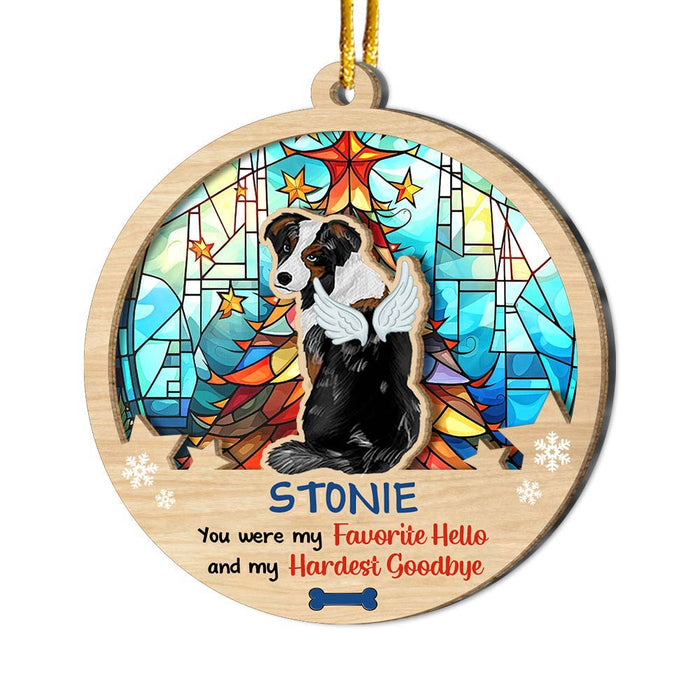 Personalized Dog Loss Gift My Favorite Hello My Hardest Goodbye 2 Layered Mix Ornament 29544 1