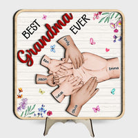 Personalized Grandma Hand With Kids 2 Layered Separate Wooden Plaque 31701 thumb 1