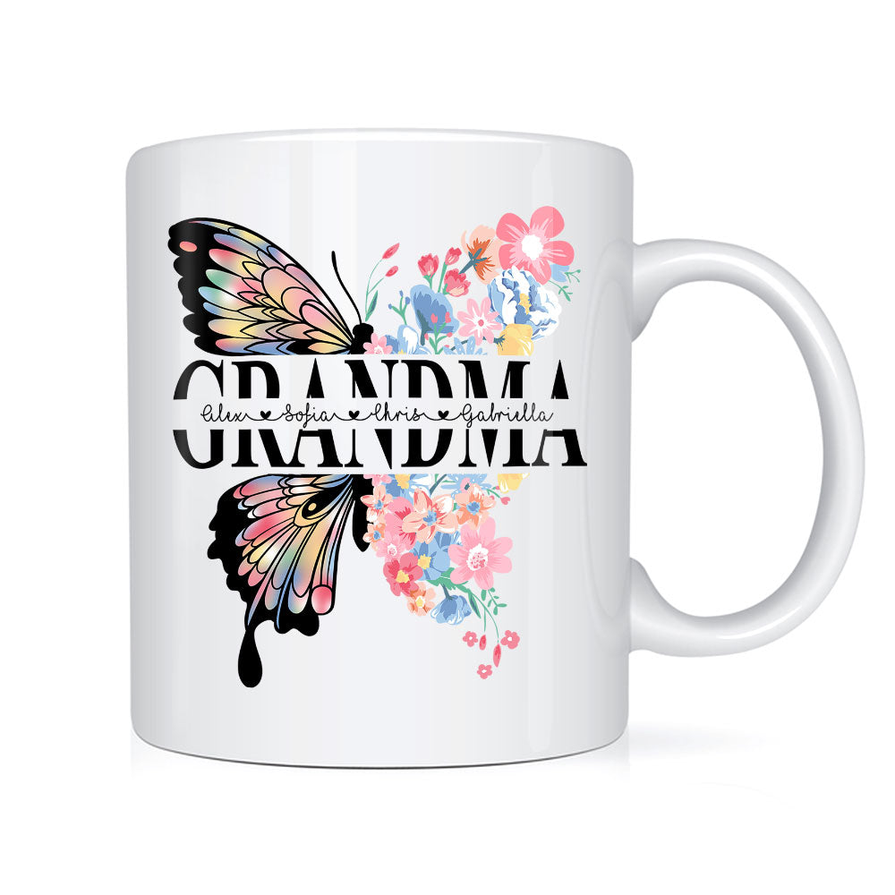 Personalized Grandma Butterfly Flowers Mug 25204