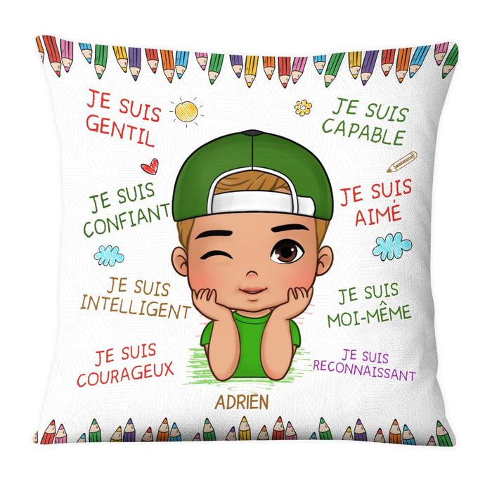 Personalized Gift For Grandson French Je Suis Gentil Pillow 28183 1