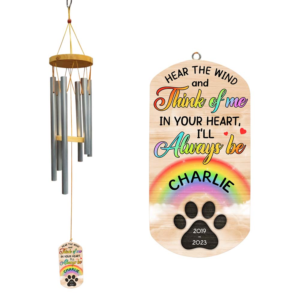 Personalized Pet Loss Gift Here The Wind And Think Of Me Photo Wind Chimes 27380