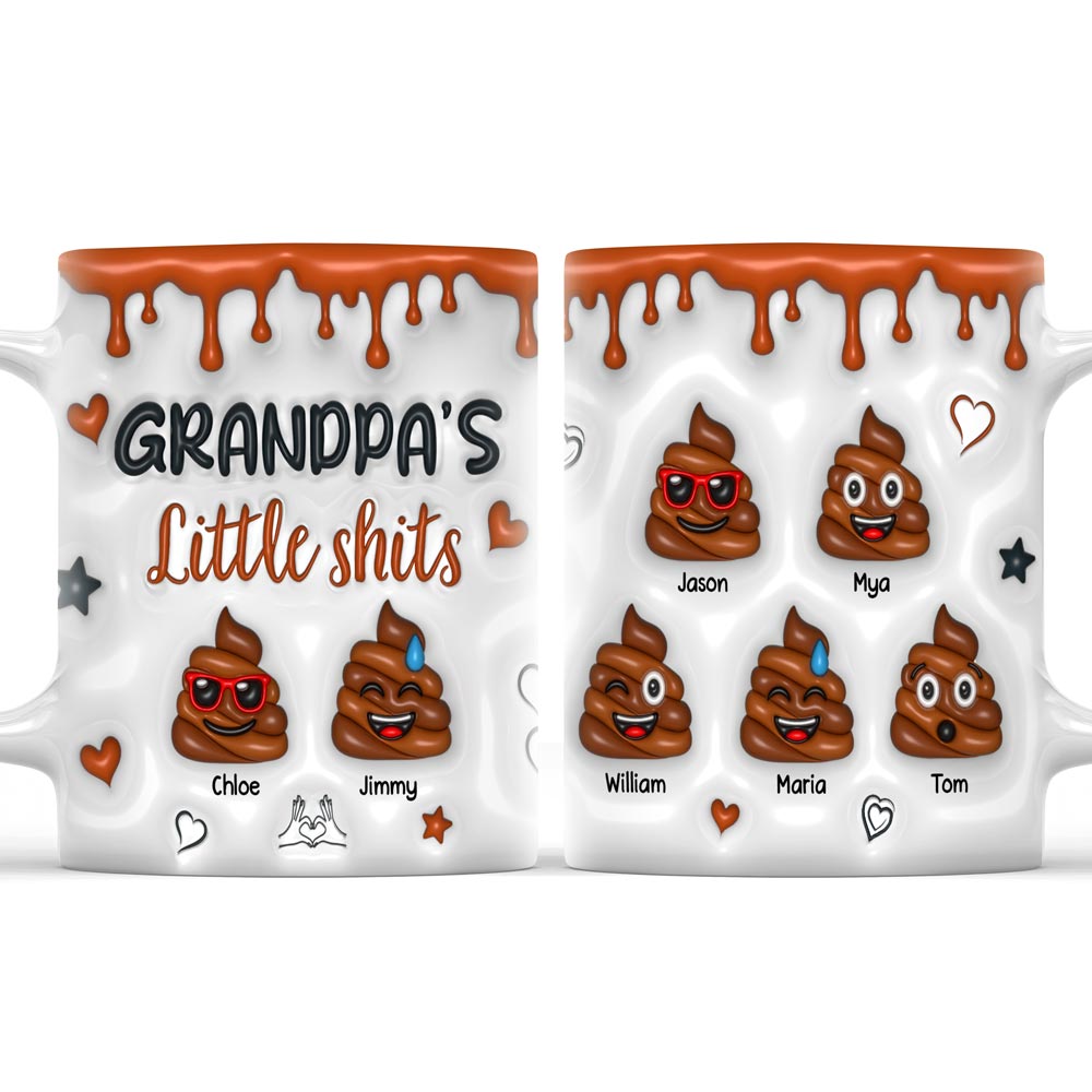 Personalized Gift for Grandpa Little Shit 3D Inflated Effect Mug 32824