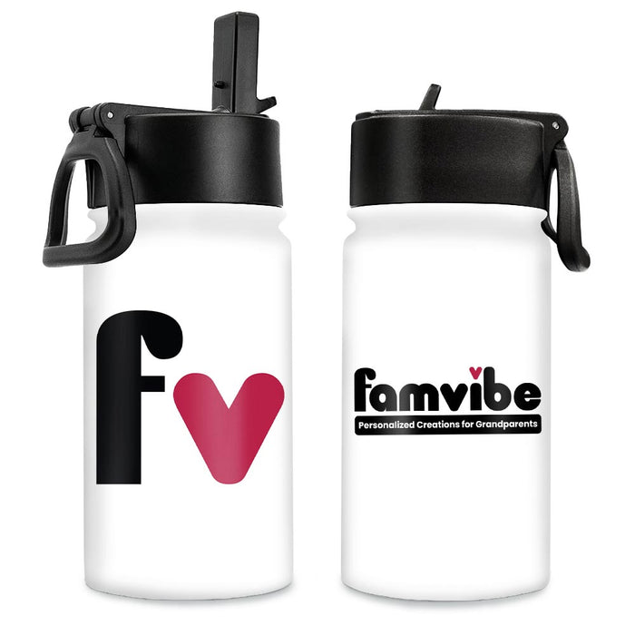  Personalized Water Bottle with Straw Lid on Black
