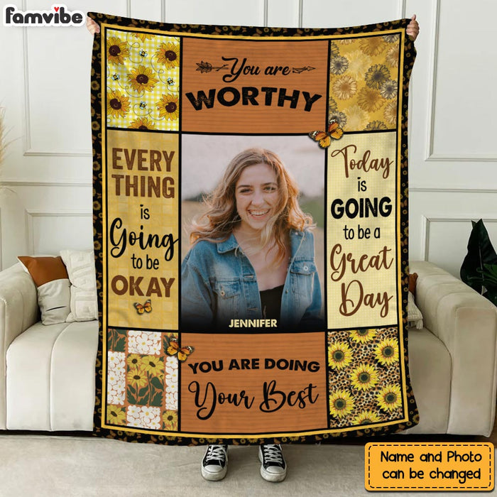 Personalized Gift For Daughter Colorful Flower Upload Photo Blanket 31454 1