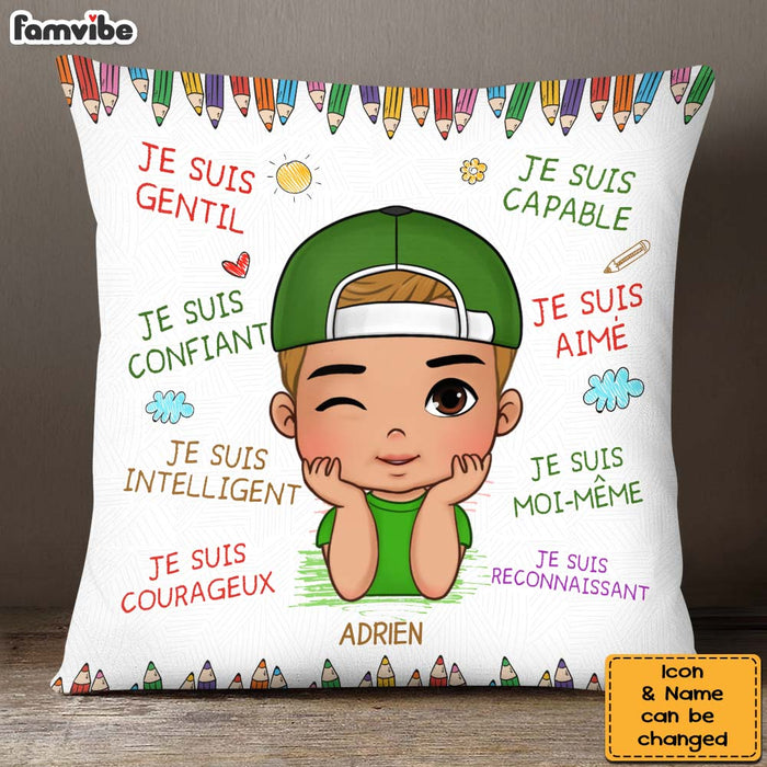 Personalized Gift For Grandson French Je Suis Gentil Pillow 28183 1